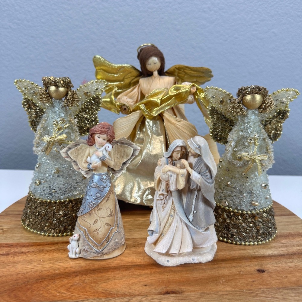VTG Foundations Enesco Elements Barbara McDonald Angel Nativity Figurine Lot 5pc